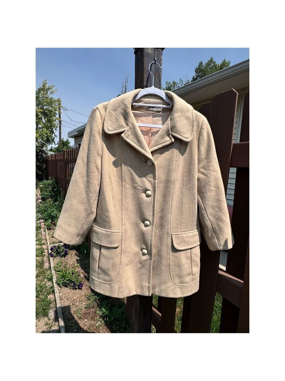 Vintage Herman Kay wool coat baby pink satin lining - Picture 6 of 13